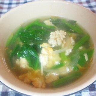 豆腐とほうれん草の和風卵スープ
